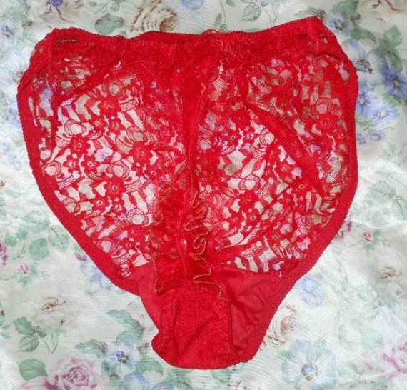Red Lace Bikini Panties Sheer Red Lace Hi Cut Open … Gem