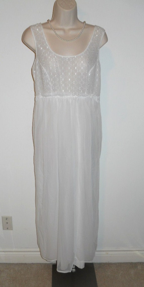 Vintage White Chiffon Nightgown ~1960's~ Bridal Wh