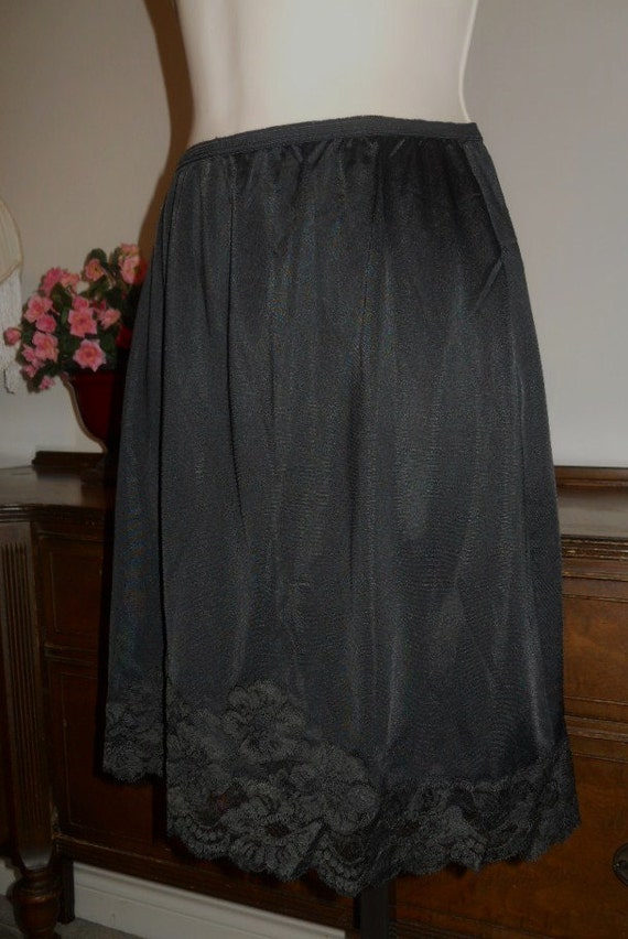 Vintage Black Half Slip ~ 1960's Shadowline PILLO