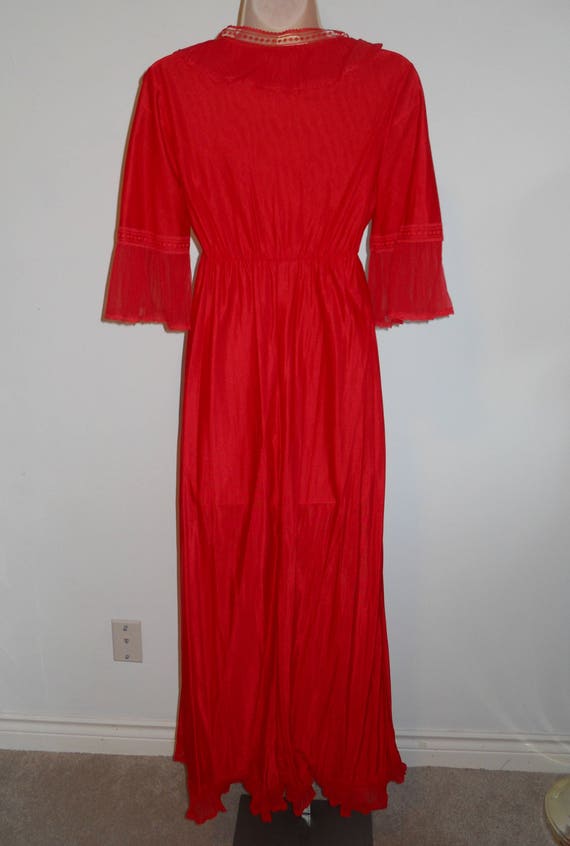 Vintage 1980's  Long Red Chiffon Nightgown ~ Ruff… - image 5