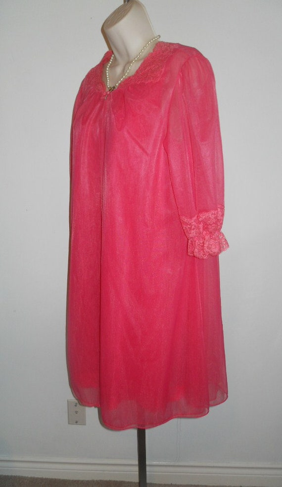 Vintage VANITY FAIR Pink Chiffon Peignoir Neglige… - image 8