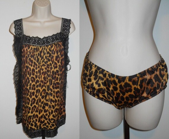 Vintage 1950's Leopard Print Baby Doll Panty Set ~