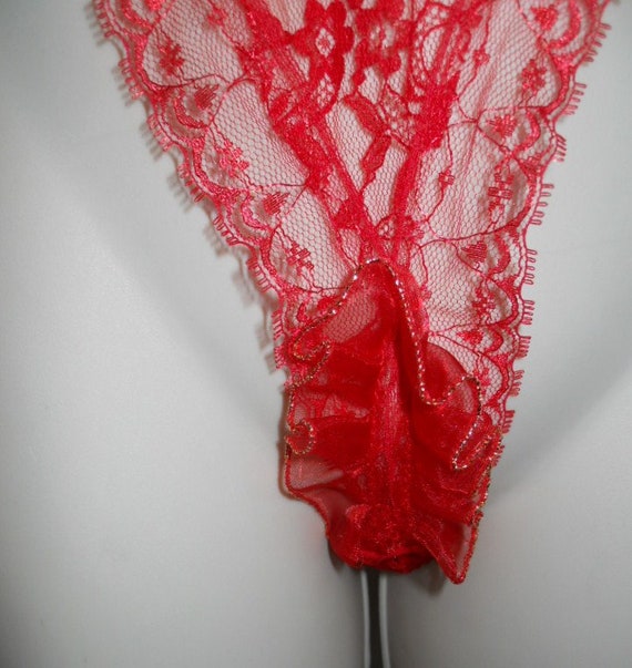 Red Lace Bikini Panties Sheer Red Lace Hi Cut Open … Gem