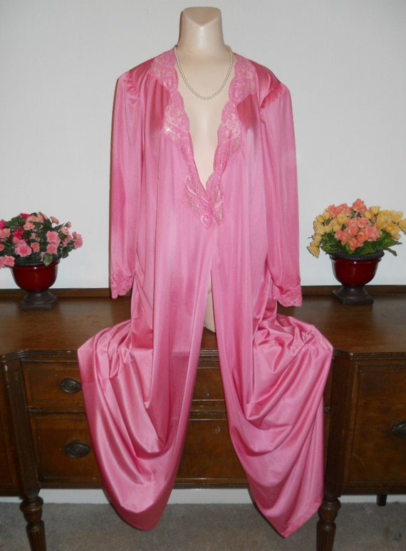 Vintage Olga Peignoir Dressing Gown Negligee 94270 Rose Etsy