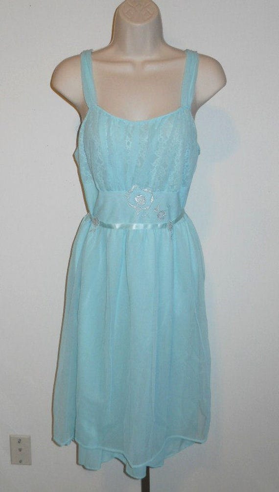 Vintage Blue Grecian Style Nightgown ~ 1950's Cha