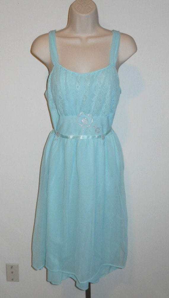 Vintage 1950's Charmode Blue Grecian Style Nightg… - image 2