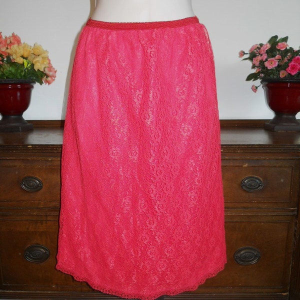 Red Nylon Half Slip Etsy