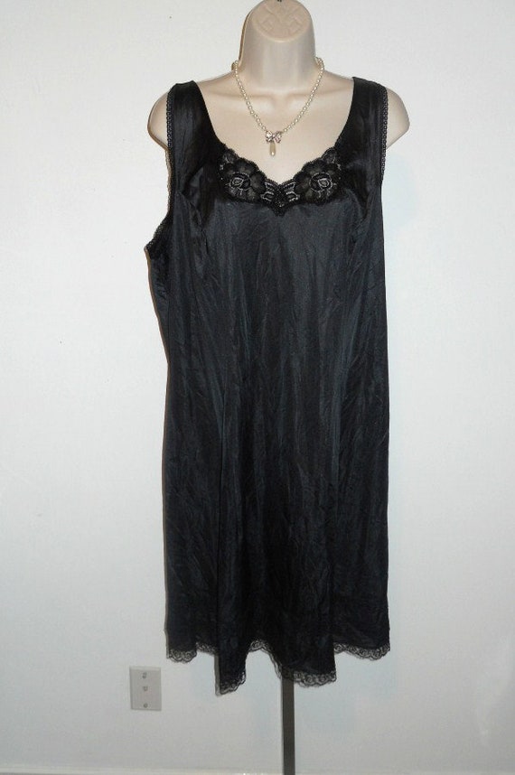 Vintage Black Lacy Full Slip Chemise ~ Carroll Re