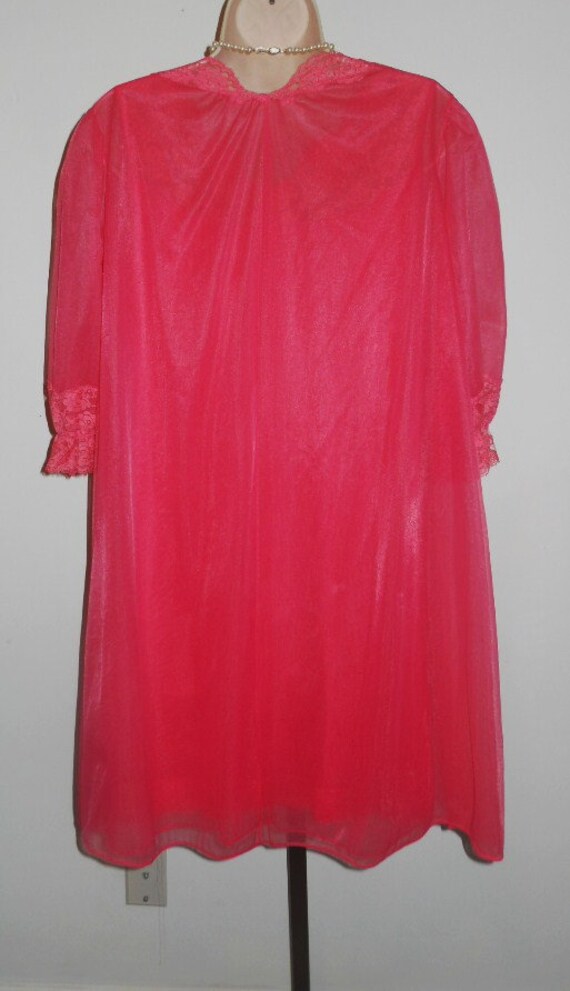 Vintage VANITY FAIR Pink Chiffon Peignoir Neglige… - image 9