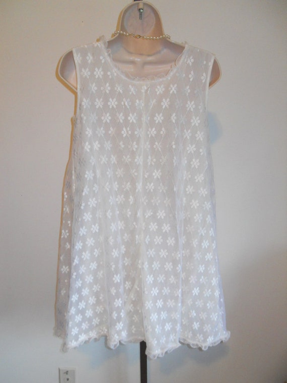 Vintage 1960's White Chiffon Baby Doll Nightgown … - image 4