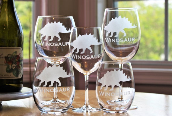 Kitchen & Dining Barware custom dinosaur wine glass Custom Winosaur