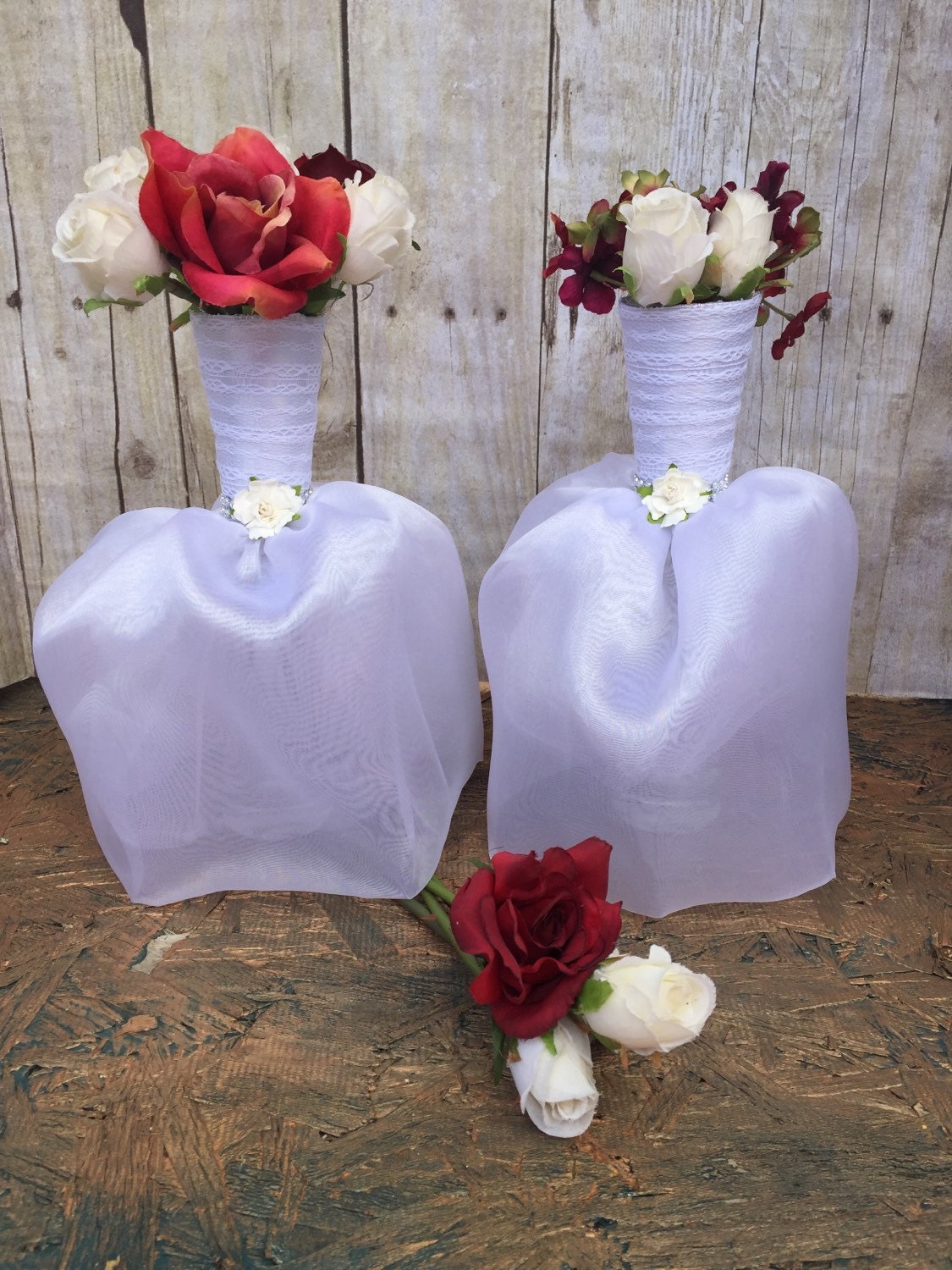6 Bridal Dress Flower Vase Centerpieces. Great for Bridal Etsy
