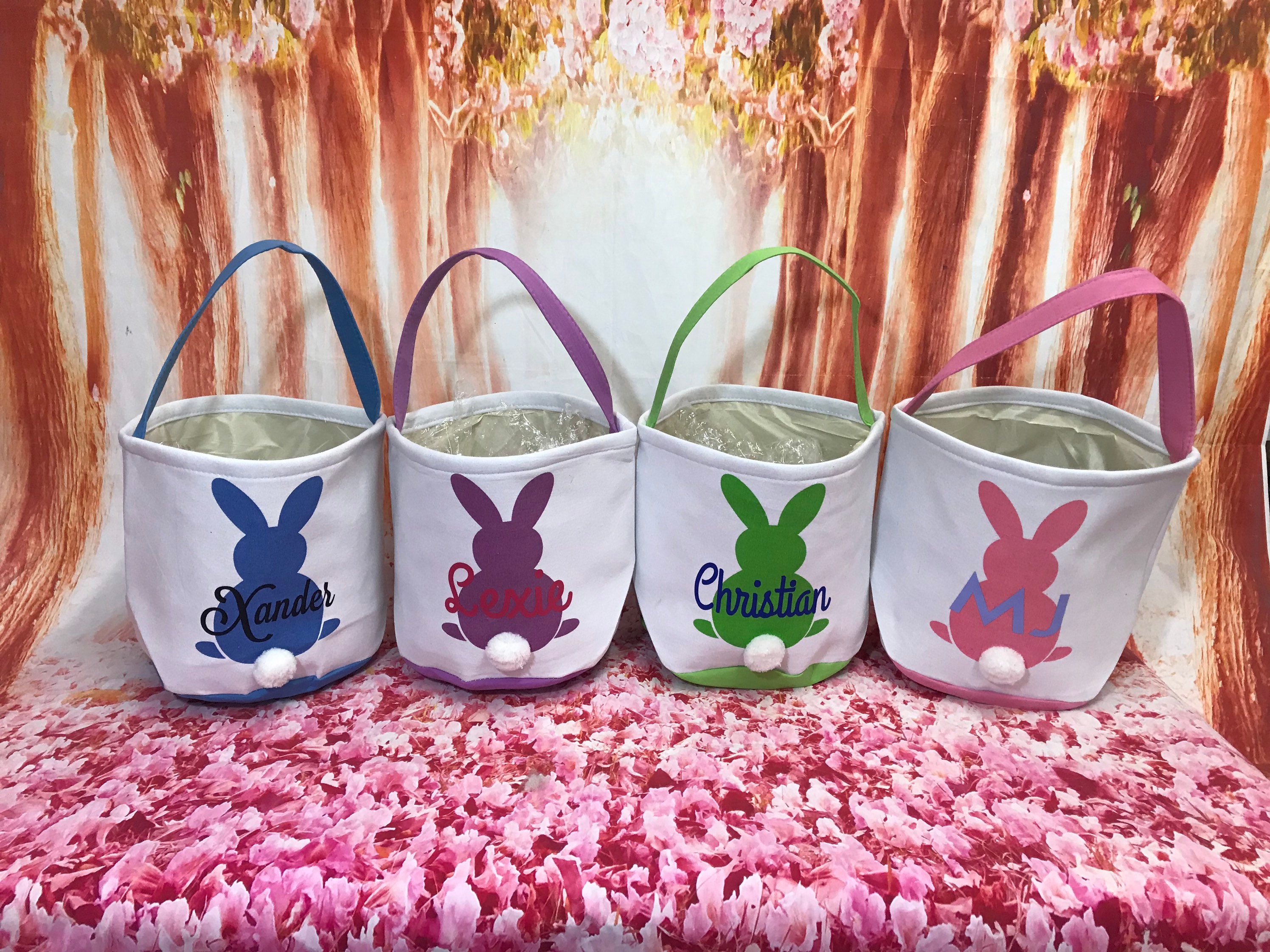 Easter Basket Personalized Canvas Easter Egg Hunt Pale Etsy