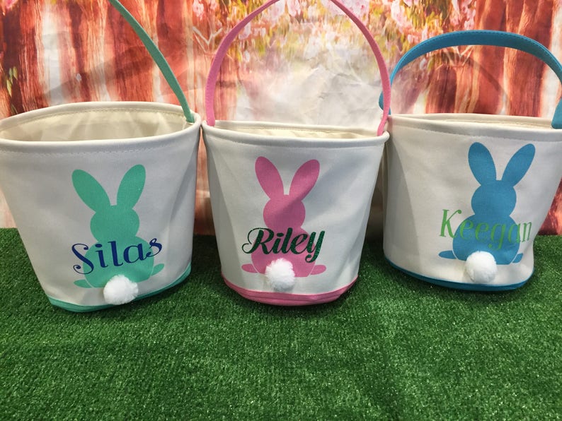 Canvas Easter Basket. Personalized Easter Egg Hunt Pale. Etsy