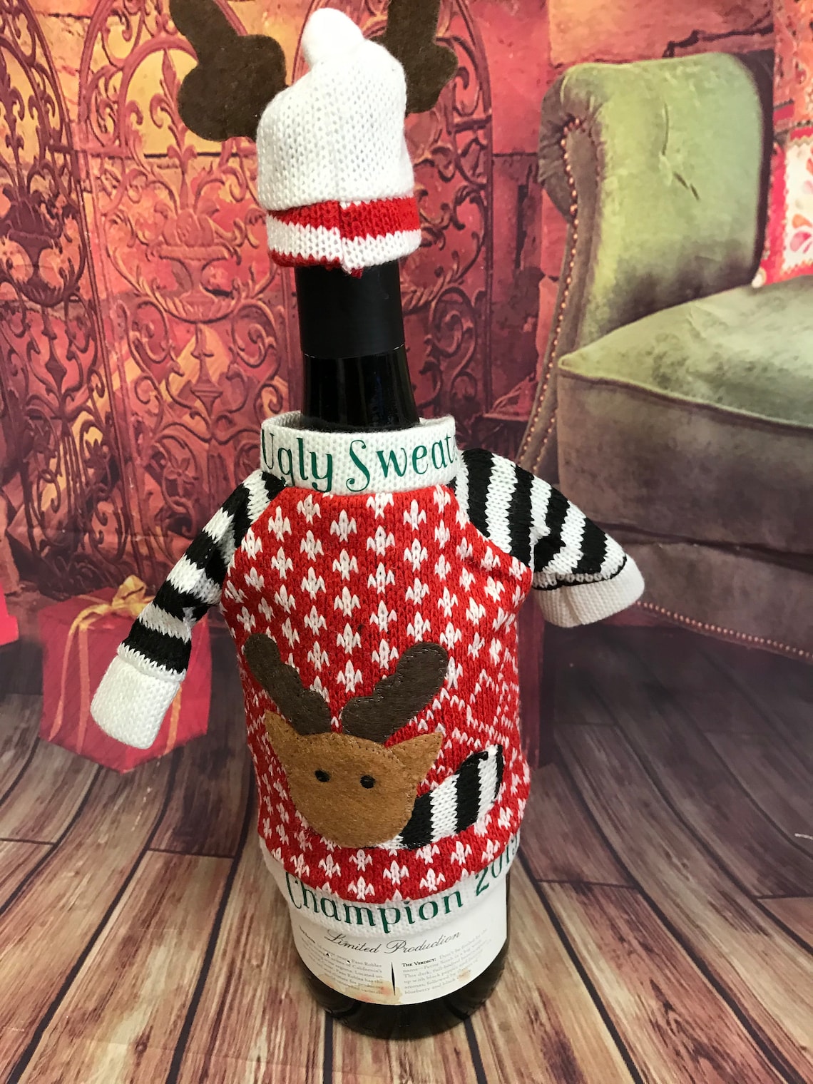 Wine Bottle Covers. Knit Sweater Bottle Cover. Christmas Wine | Etsy