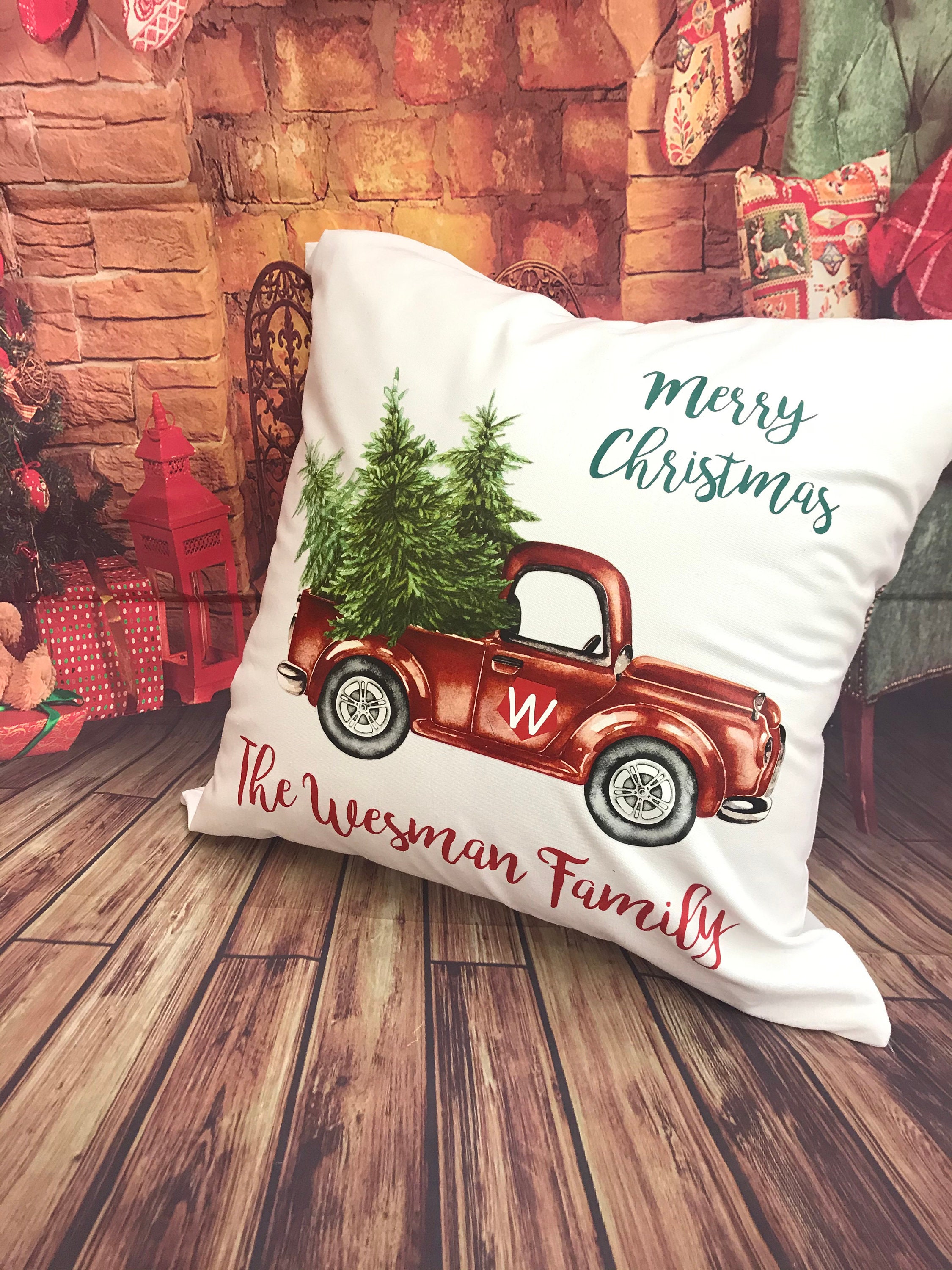 Christmas Pillow Personalized Christmas Decor Pillow Vintage Etsy