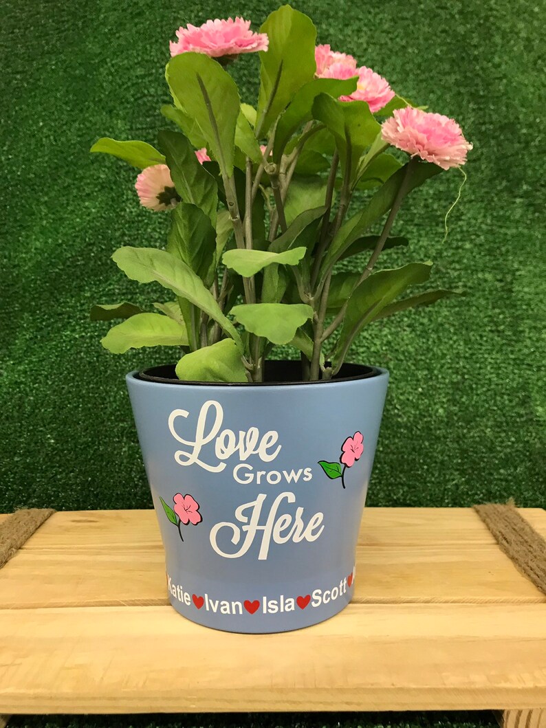 Love Grows Here Flower Pot. Great for Gift for Wife Mom or