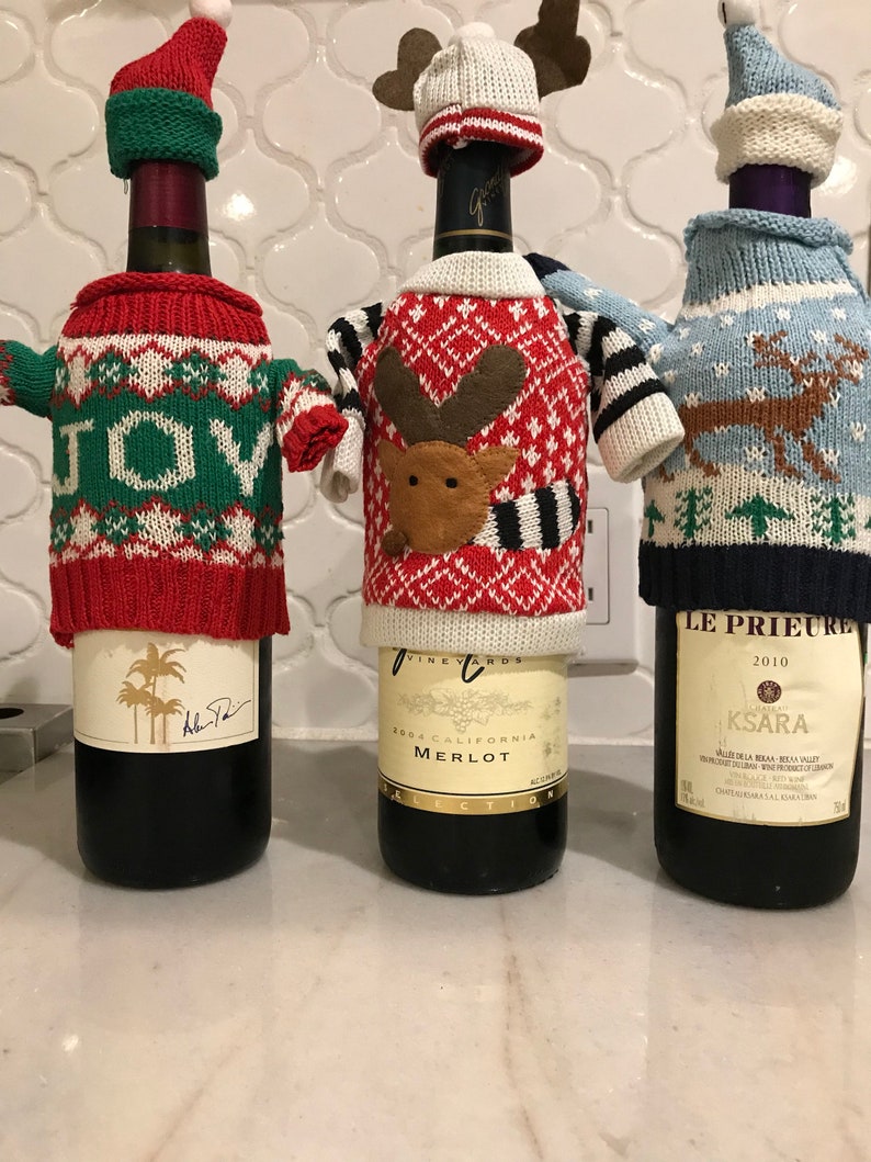 wine-bottle-covers-knit-sweater-bottle-cover-christmas-wine-etsy