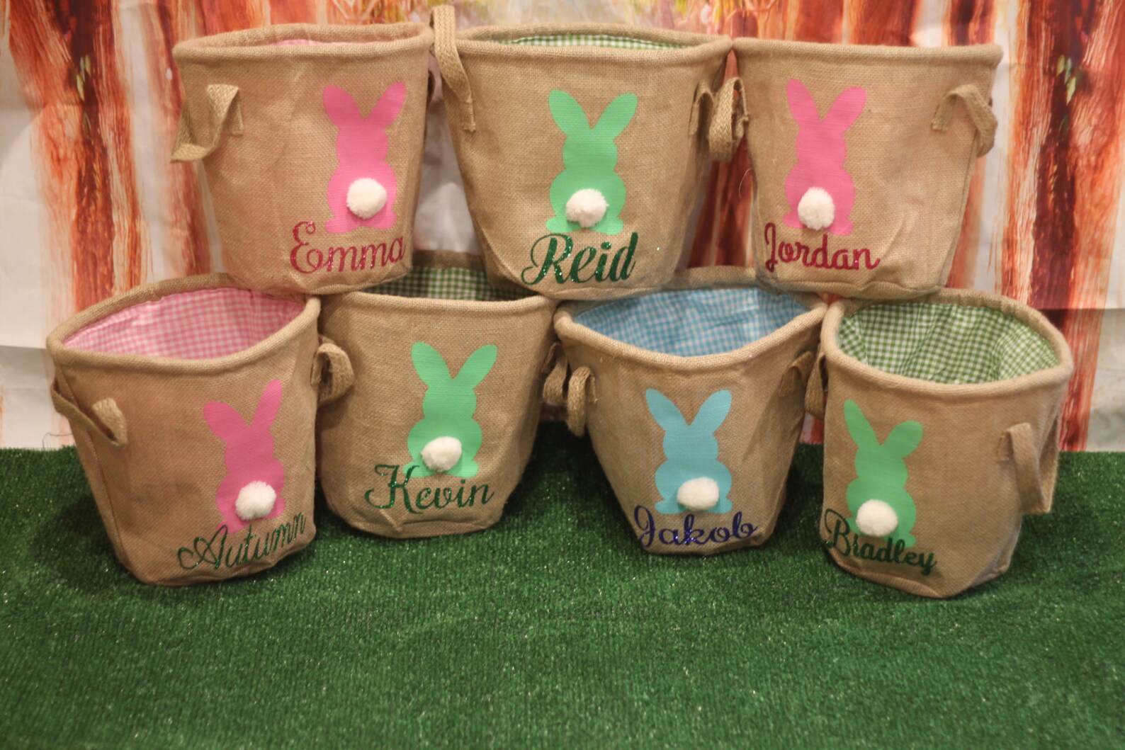 Personalized Burlap Easter Basket. Easter Egg Hunt Pale. Etsy