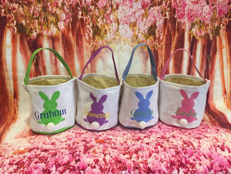 Personalized Canvas Easter Basket Easter Buckets Easter Etsy
