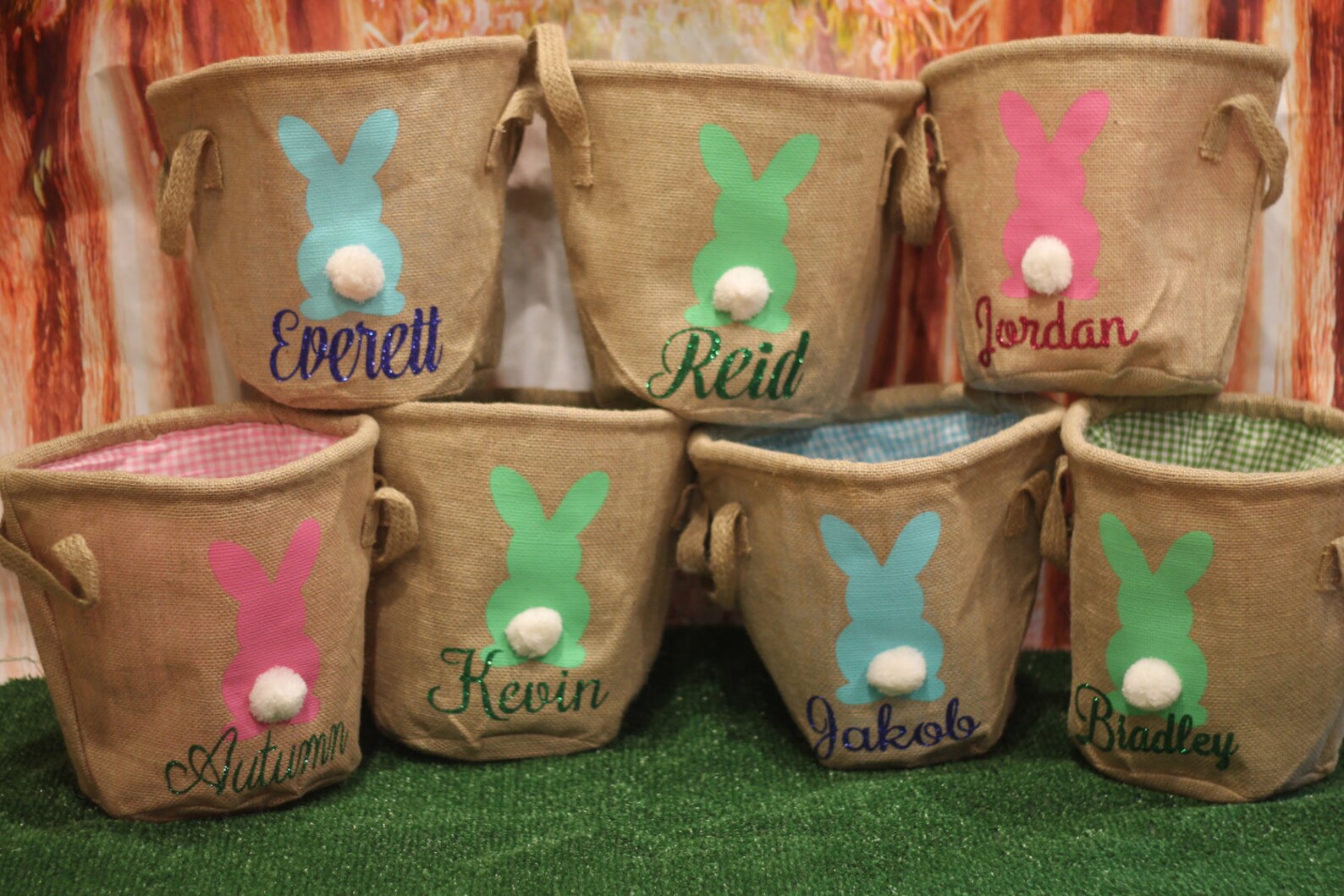 Personalized Burlap Easter Basket. Easter Egg Hunt Pale. Etsy