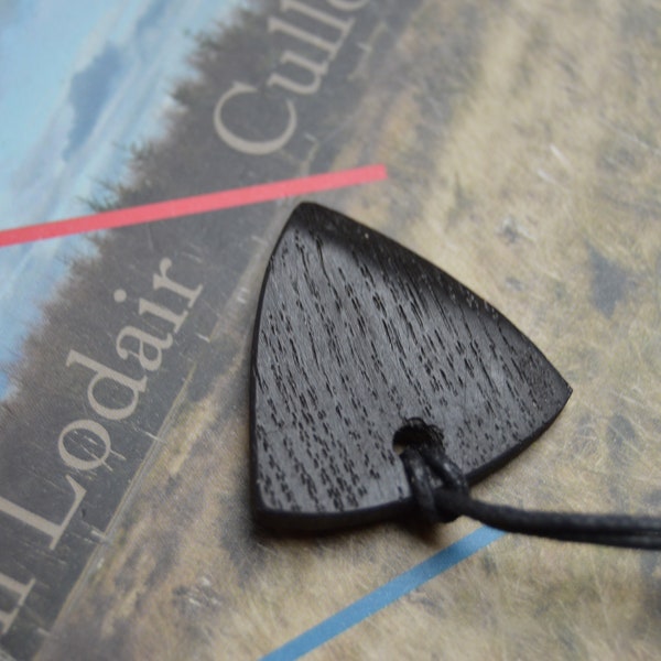 Neolithic Black oak Plectrum/Pick and Adjustable cord. Easily removed, Functional. Celtic mythology. Scottish heritage. Ancestral gift.