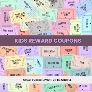 Printable Kids Reward Coupons | Fun Behavior Incentives | Reward System | Printable Reward Coupons | Instant Download
