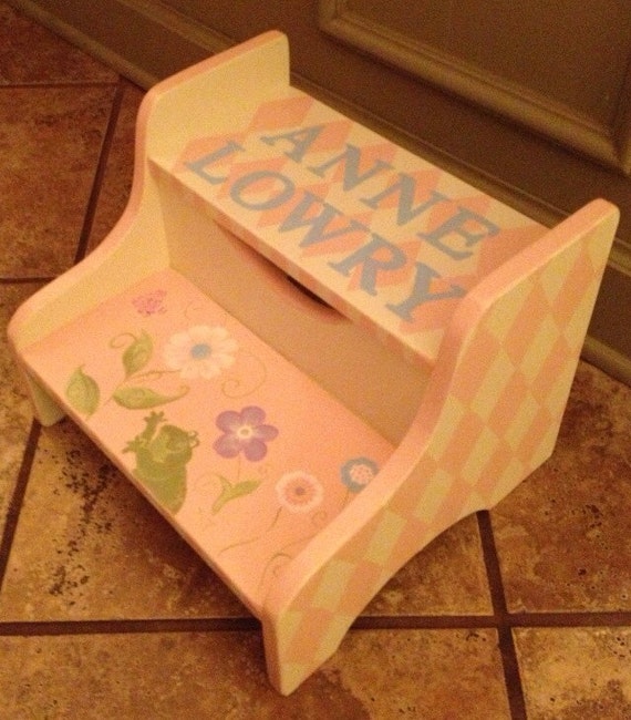 Items similar to Hand Painted Step Stool Custom Children's Furniture