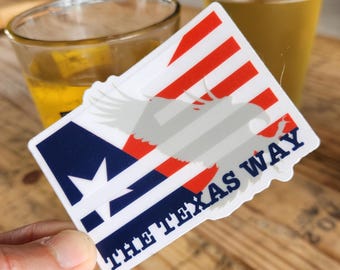 Pegatina de vinilo con la bandera de Texas - Orgullo estadounidense, "El estilo texano" (7,6 cm)