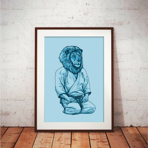 Lion Head sensei - bjj, jiu jitsu design - 8x10 or 11x14 inches - bjj gift - jiujitsu gift - martial arts gift. Karate design