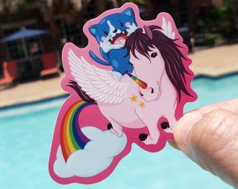 Pegatina de vinilo de unicornio con pedos de arcoíris – Naked Cat Art