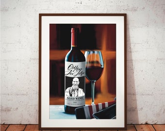 Lámina artística de vino de un anciano practicando Jiu Jitsu – Regalo de BJJ (20,3 x 25,4 cm o 28,9 x 35,5 cm)