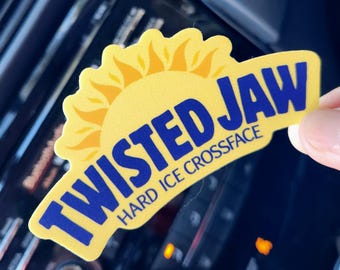 Pegatina de Twisted Jaw - BJJ - Golpe de MMA - Diseño original - Pegatina de parodia - Estrangulamiento trasero desnudo - Puño de nocaut - Pegatina de patada alta
