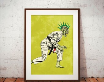 Lámina artística de Jiu Jitsu zombi, "Cuidado con morder", regalo de judo BJJ