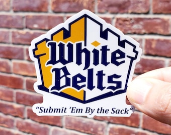 Pegatina de vinilo de hamburguesa con cinturón blanco de BJJ: parodia del Jiu Jitsu