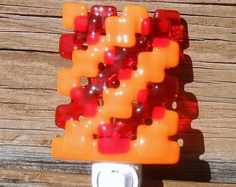 Gorgeous Orange Glass Night Light - Fused Glass