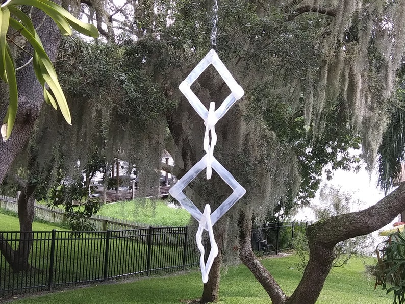 Wispy White Fused Glass Cool Sun Catcher