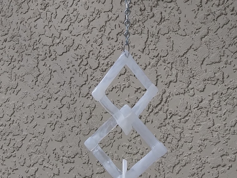 Wispy White Fused Glass Cool Sun Catcher
