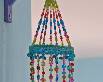 Unique Colorful Bohemian Wind Chime With Brass Bells and glass beads