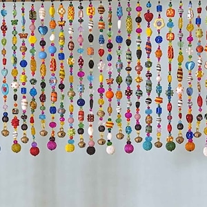 Colorful  Bohemian Unique Hand-Made Beaded Valance
