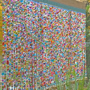 Colorful Bohemian Beaded Curtain Made of Individual, Boho Chic Beads Curtain, Suncatcher, Boho Window Décor, Glass Beads Curtain image 2