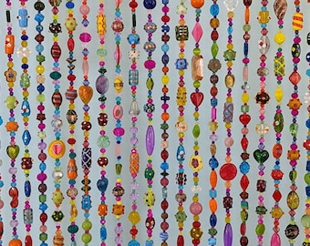 Bohemian Colorful Hand Made from Unique Glass Beads Doorway Beaded curtain (made to order)