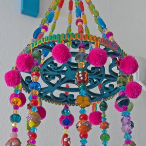 unique home decorBohemian Beaded Mobile with Brass bells Bohemian Suncatcher