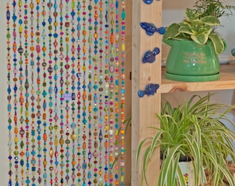 Unique Home Decor Bohemian Colorful Hand Made Beaded curtain.