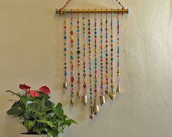 Home Decor Colorful, Handmade Glass Bead Mobile Suncatcher, Boho Wall Décor, Unique gift, Colorful Wind Chimes, Eclectic Home Decor,