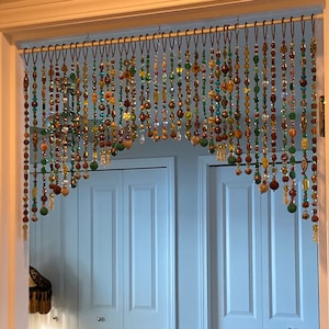 Beaded Valance, Boho Chic, Beads Curtain, Suncatcher, Boho Window Décor, Glass Window Hanging, Glass Beads Curtain