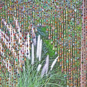 Door Beaded curtain Arch Shape in Brown, Amber, Orange, Green and Gold Tones image 1