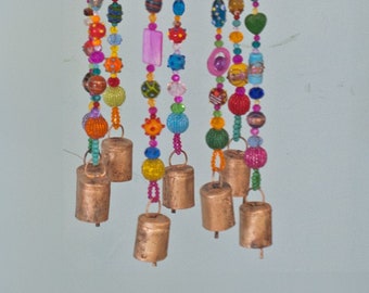 unique home decorColorful Bohemian Wind Chime With Brass Bells (Made to Order)