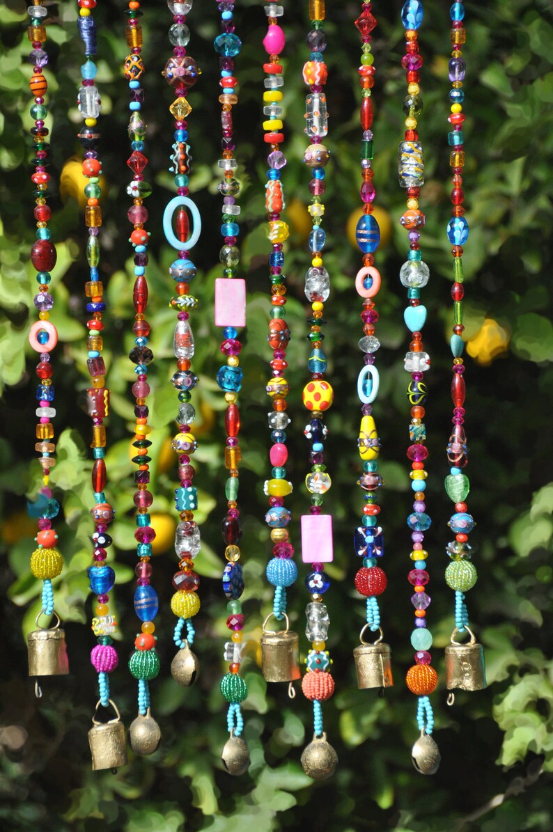 Bohemian Hippie Beaded Strings With Brass Bells made to Etsy