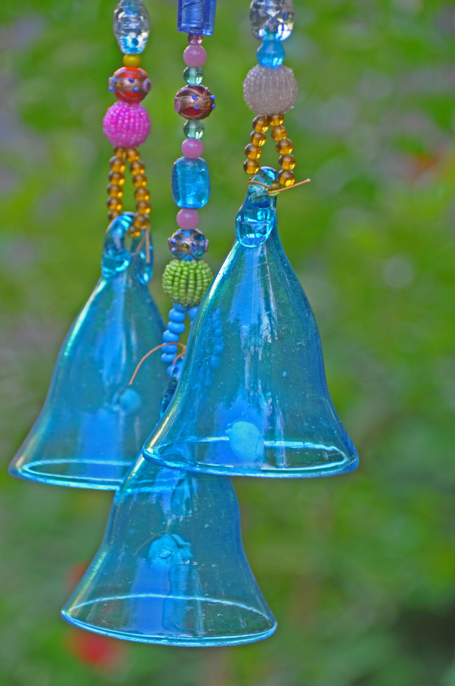Beaded Hanging Turquoise Glass Bells Garden Decoration Boho Etsy